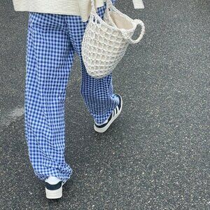 Blue Gingham Women's Pants